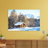Eis und Schnee | Winterlogmelkabine Schweizer Alpe Leinwanddruck (Insitu (Wohnzimmer))