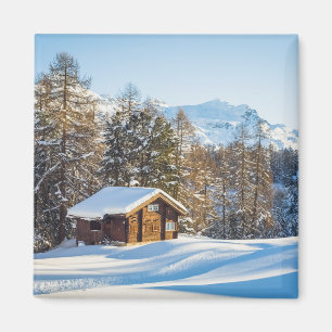 Eis und Schnee Winterlogmelkabine Schweizer Alpe Magnet