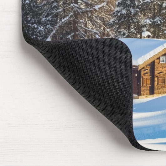 Eis und Schnee | Winterlogmelkabine Schweizer Alpe Mousepad (Ecke)