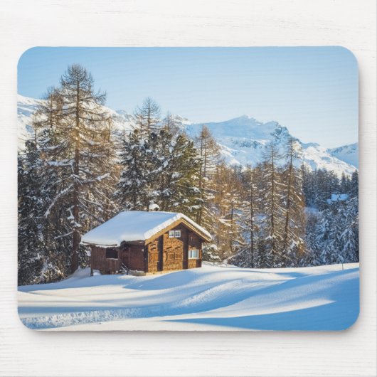 Eis und Schnee | Winterlogmelkabine Schweizer Alpe Mousepad (Vorne)