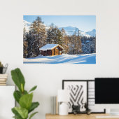 Eis und Schnee | Winterlogmelkabine Schweizer Alpe Poster (Heimbüro)