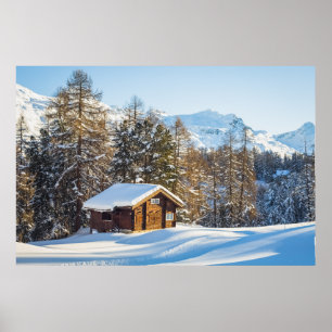 Eis und Schnee   Winterlogmelkabine Schweizer Alpe Poster