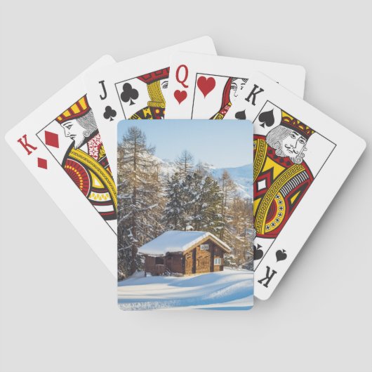 Eis und Schnee | Winterlogmelkabine Schweizer Alpe Spielkarten (Rückseite)