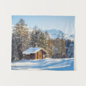 Eis und Schnee | Winterlogmelkabine Schweizer Alpe Wandteppich (Vorderseite (Horizontal))