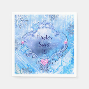 Eis- und Schneeflocken-Winter-Wunderland-Party Serviette