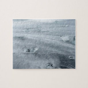 Eis und Wasser an einem Strand, Island Puzzle