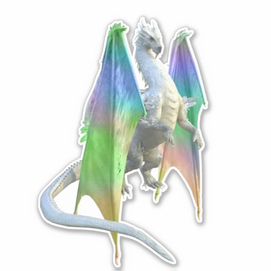 Eis White Dragon Rainbow Wantasy Aufkleber (Vorderseite)