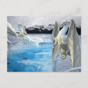 Eis White Dragon Snow Winter Postkarte