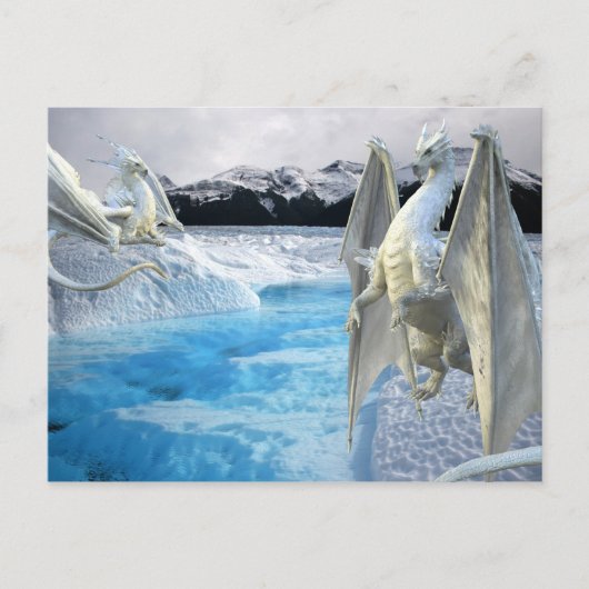 Eis White Dragon Snow Winter Postkarte (Vorderseite)