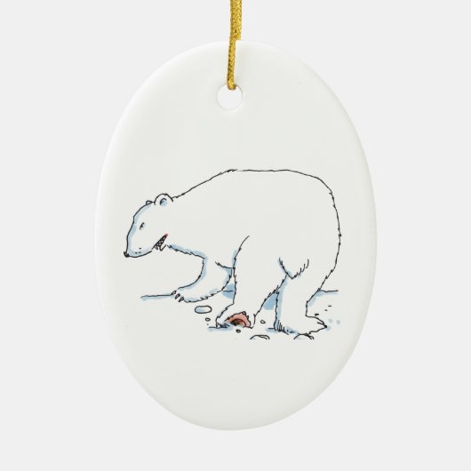 Eisbaer oval Keramikschmuck Keramik Ornament (Vorne)
