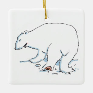 Eisbaer quadratischer Keramikschmuck Keramikornament