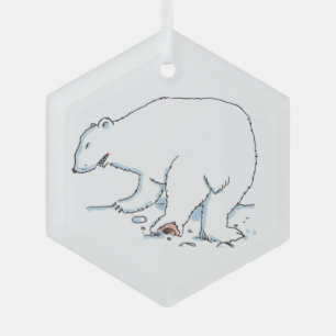 Eisbaer-Sechseck-Glasornament Ornament Aus Glas