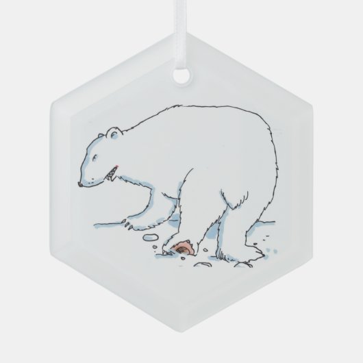 Eisbaer-Sechseck-Glasornament Ornament Aus Glas (Vorderseite)