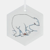 Eisbaer-Sechseck-Glasornament Ornament Aus Glas (Rückseite)