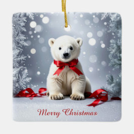 Eisbaer-Weihnachts-Ornament Keramikornament
