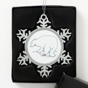 Eisbaer Zinn Schneeklocken Schmuck Schneeflocken Zinn-Ornament