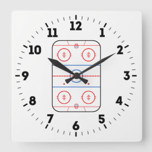 Eisbahn-Diagramm-Hockeyspiel-Dekor auf a Quadratische Wanduhr