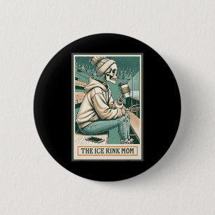 Eisbahn-Mama-Skelett-Karte-Geschenk-Hockey-Eislauf Button