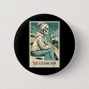 Eisbahn-Mama-Skelett-Karte-Geschenk-Hockey-Eislauf Button