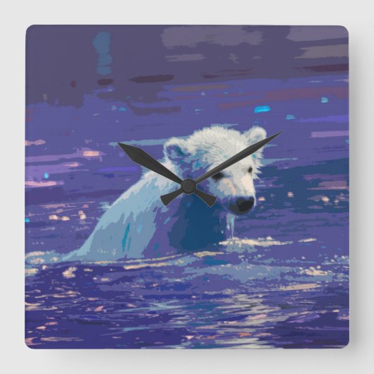 Eisbär 2014-0901 quadratische wanduhr (Vorderseite)