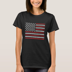 Eisbär 4. Juli Pfotenabdruck Amerikanische Flagge T-Shirt
