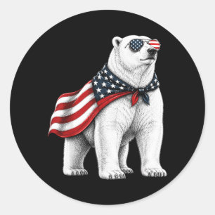 Eisbär 4. Juli US-Amerikanische Flagge Patriotisch Runder Aufkleber