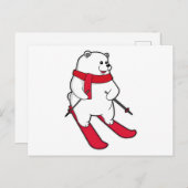 Eisbär als Skifahrer mit Ski Postkarte (Vorne/Hinten)