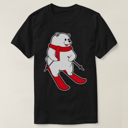 Eisbär als Skifahrer mit Ski T-Shirt (Design vorne)