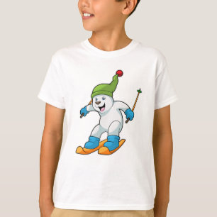 Eisbär als Skifahrer mit Ski- und Bobhut T-Shirt