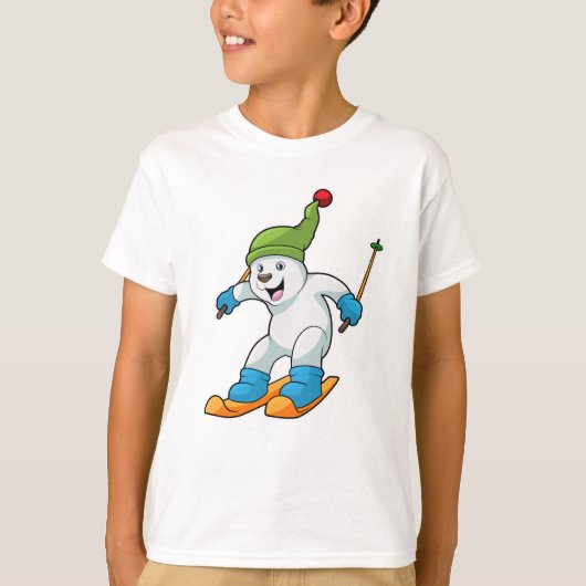 Eisbär als Skifahrer mit Ski- und Bobhut T-Shirt (Vorderseite)