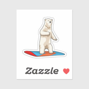 Eisbär als Snowboarder mit Snowboard Aufkleber