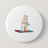 Eisbär als Snowboarder mit Snowboard Button (Vorderseite)