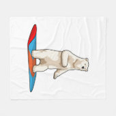 Eisbär als Snowboarder mit Snowboard Fleecedecke (Vorderseite (Horizontal))