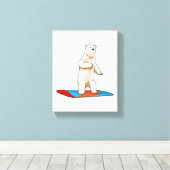 Eisbär als Snowboarder mit Snowboard Leinwanddruck (Insitu (Holzboden))