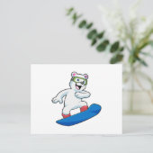 Eisbär als Snowboarder mit Snowboard Postkarte (Stehend Vorderseite)