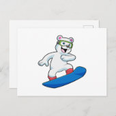 Eisbär als Snowboarder mit Snowboard Postkarte (Vorne/Hinten)