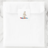 Eisbär als Snowboarder mit Snowboard Quadratischer Aufkleber (Tasche)