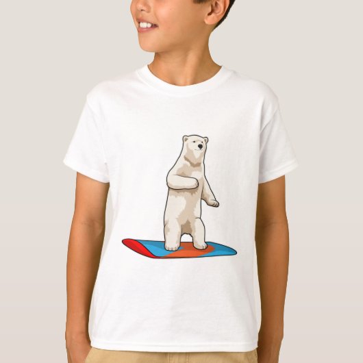 Eisbär als Snowboarder mit Snowboard T-Shirt (Vorderseite)