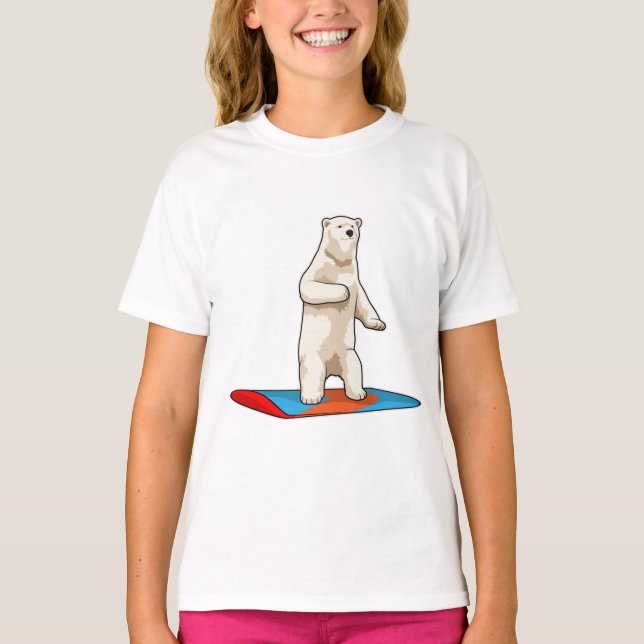 Eisbär als Snowboarder mit Snowboard T-Shirt (Vorderseite)