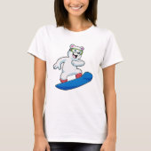 Eisbär als Snowboarder mit Snowboard T-Shirt (Vorderseite)