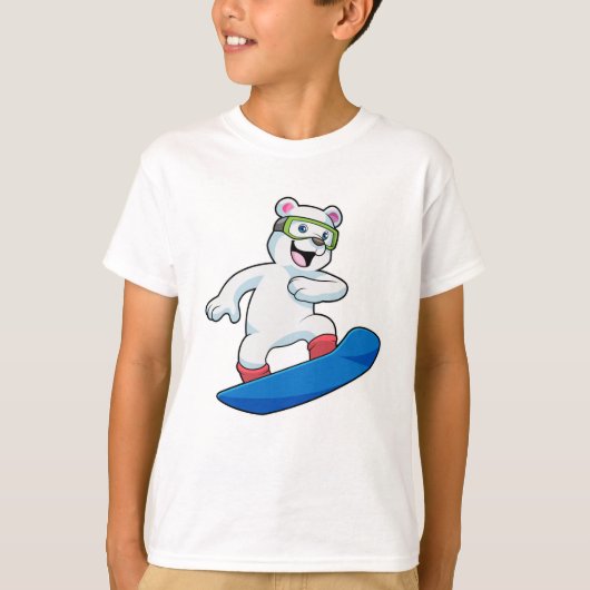 Eisbär als Snowboarder mit Snowboard T-Shirt (Vorderseite)