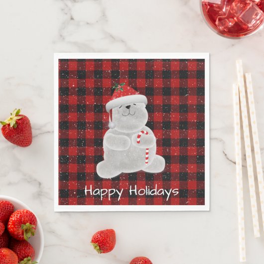 Eisbär auf Buffalo Kariert Serviette (Beispiel)