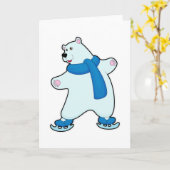 Eisbär auf der Skaten mit Scarf Karte (Gelbe Blume)