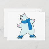 Eisbär auf der Skaten mit Scarf Postkarte (Vorne/Hinten)