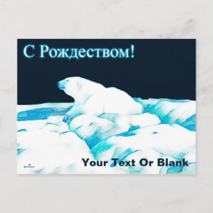 Eisbär auf Eis - С Р о ж е с д т в Feiertagspostkarte