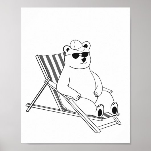Eisbär auf Liegestuhl Poster (Vorne)