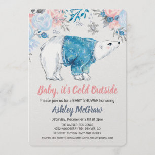 Eisbär-Baby-Party-Blumen-Einladung Einladung