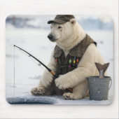 Eisbär beim Eisangeln Mousepad (Vorne)