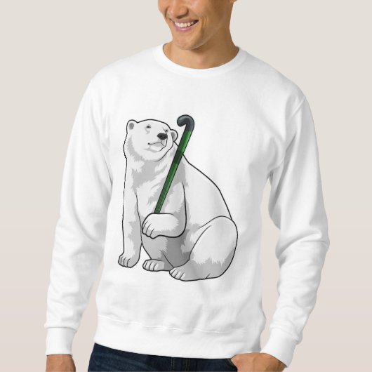 Eisbär beim Hockey mit Hockeystick Sweatshirt (Vorderseite)