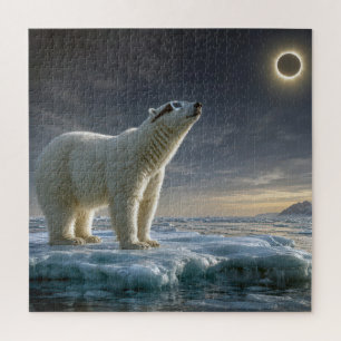 Eisbär betrachtet totale Sonnenfinsternis Puzzle